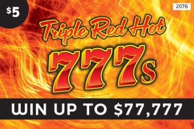 TRIPLE RED HOT 777S scratch-off ticket