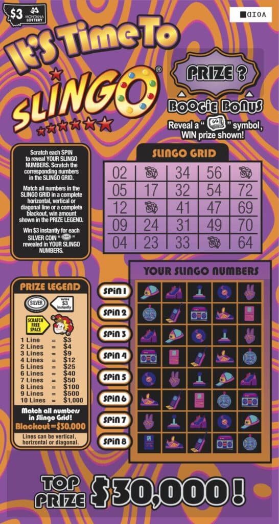 IT’S TIME TO SLINGO® scratch-off ticket