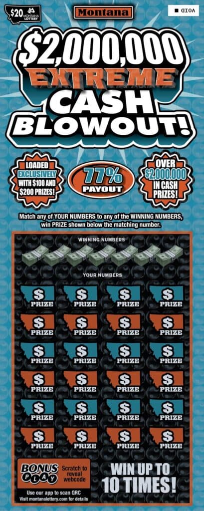 $2,000,000 EXTREME CASH BLOWOUT! scratch-off ticket