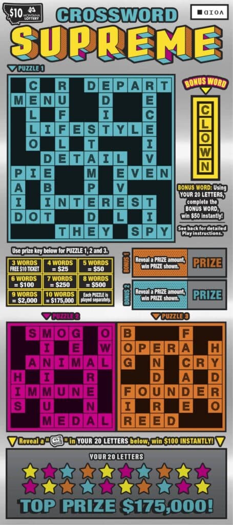 CROSSWORD SUPREME scratch-off ticket