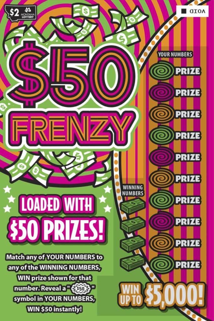 $50 FRENZY scratch-off ticket