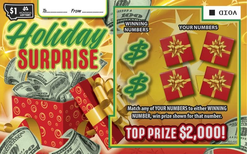HOLIDAY SURPRISE scratch-off ticket