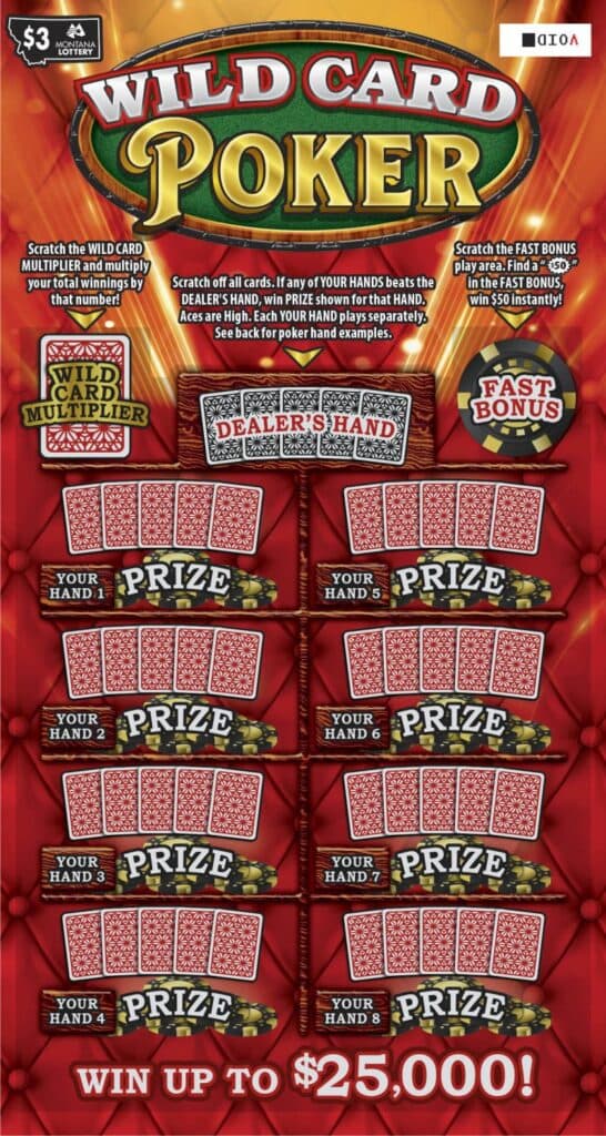 WILD CARD POKER scratch-off ticket