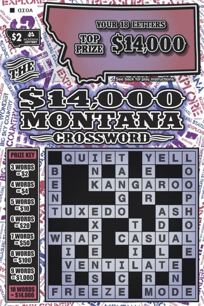 THE $14,000 MONTANA CROSSWORD scratch-off ticket