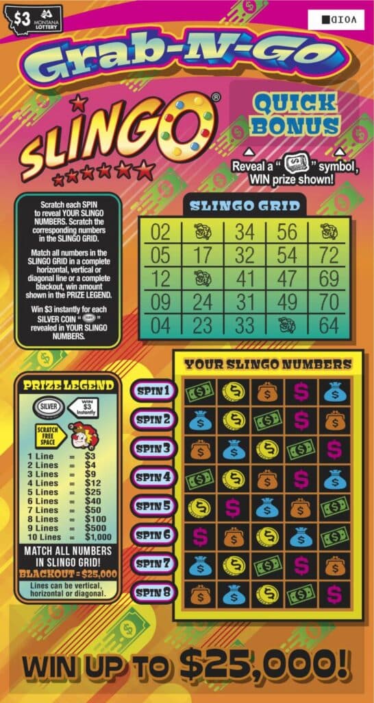 GRAB-N-GO SLINGO scratch-off ticket