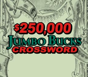 $250,000 JUMBO BUCKS CROSSWORD scratch-off ticket