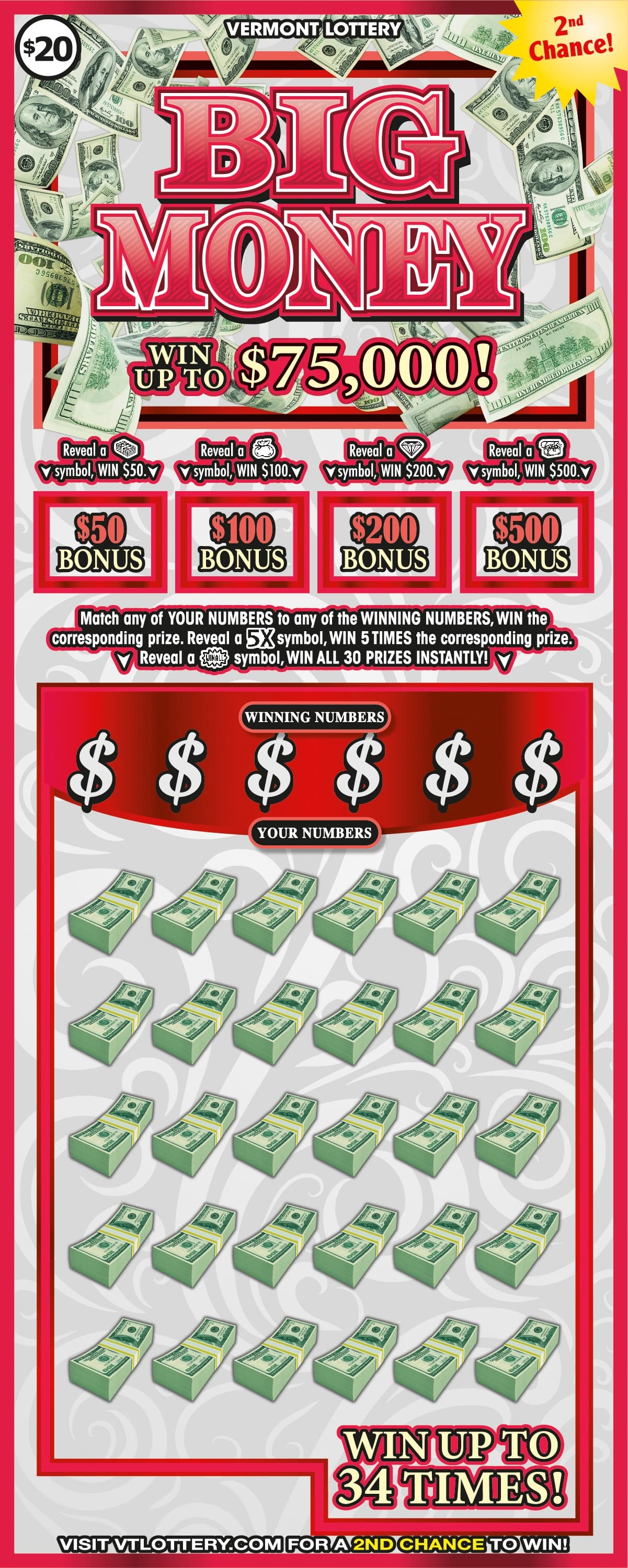 BIG MONEY scratch-off ticket