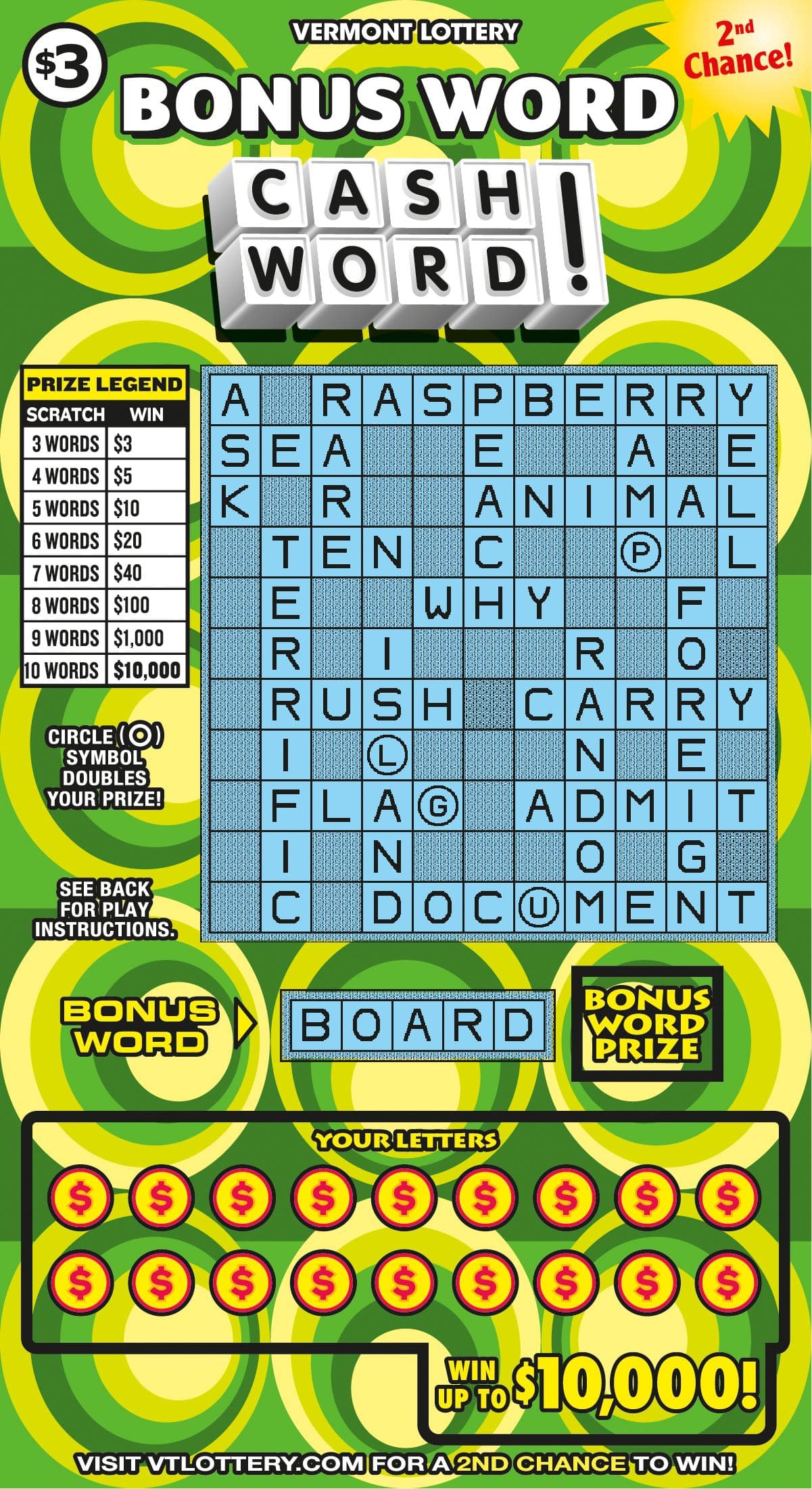 BONUS WORD CASHWORD! scratch-off ticket