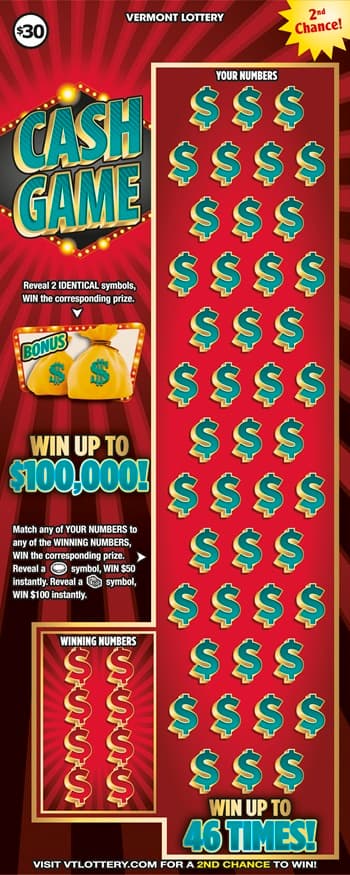 CASH GAME scratch-off ticket