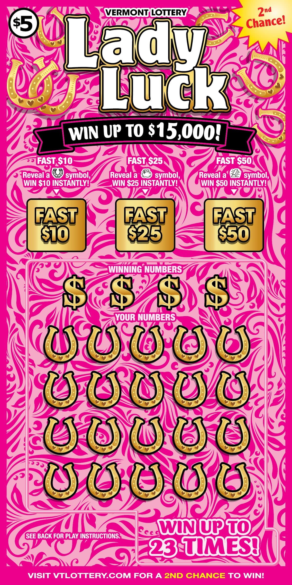 LADY LUCK scratch-off ticket