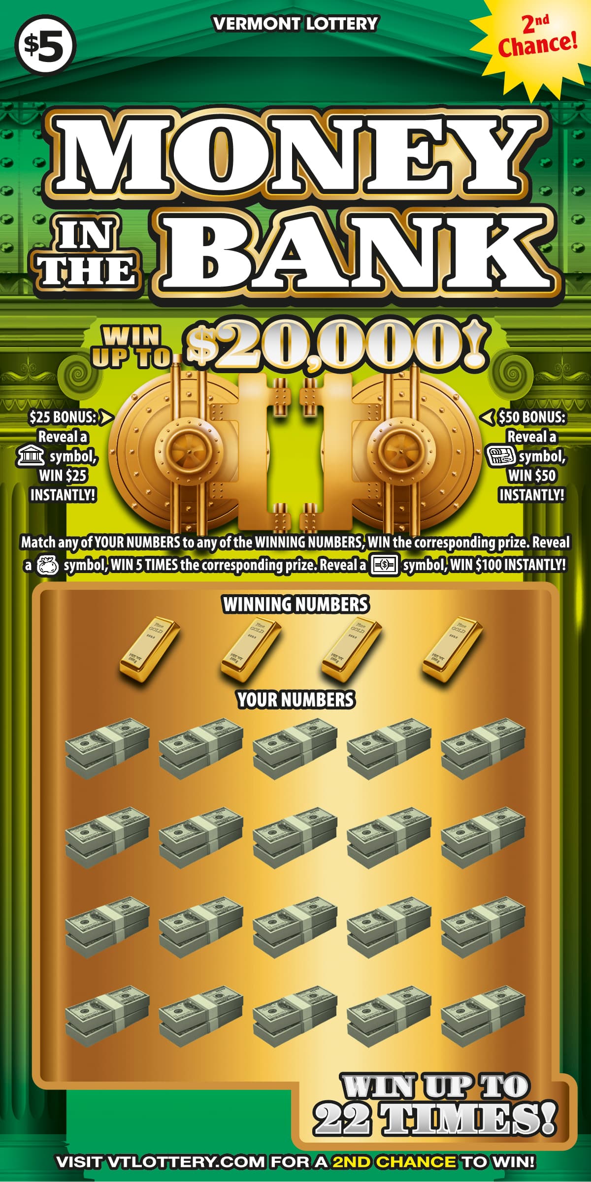 MONEY IN THE BANK scratch-off ticket