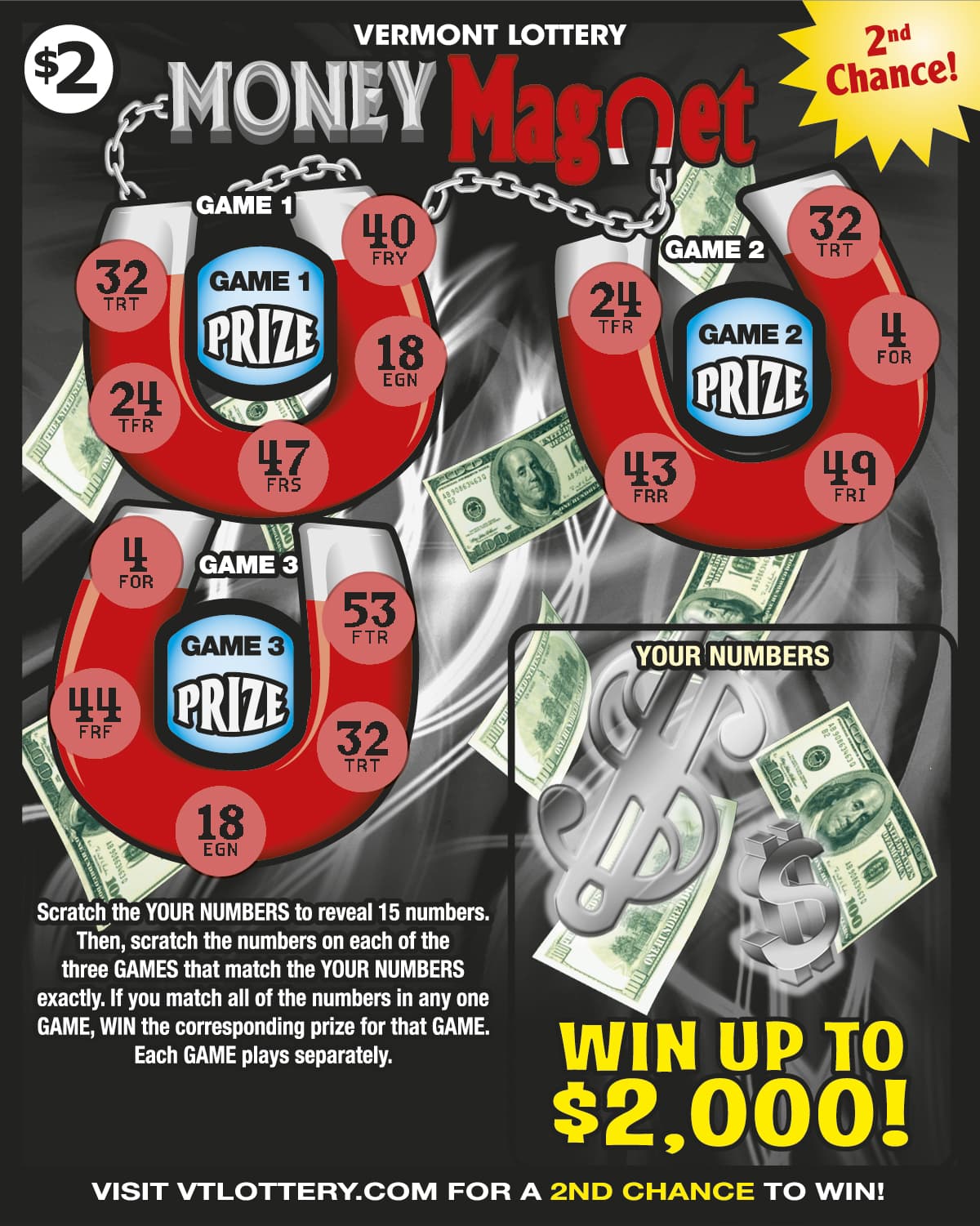 MONEY MAGNET scratch-off ticket