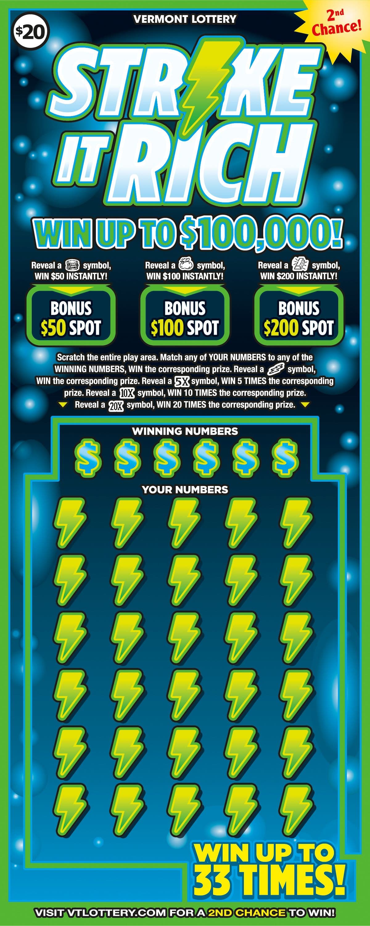 STRIKE IT RICH scratch-off ticket