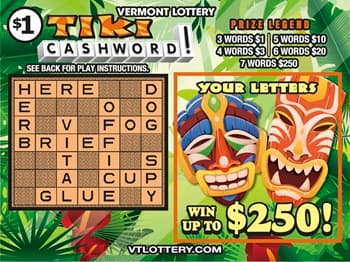 TIKI CASHWORD scratch-off ticket