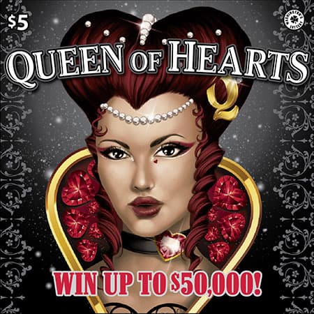 QUEEN OF HEARTS scratch-off ticket