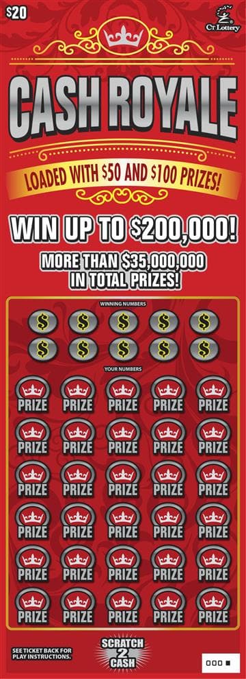 CASH ROYALE scratch-off ticket