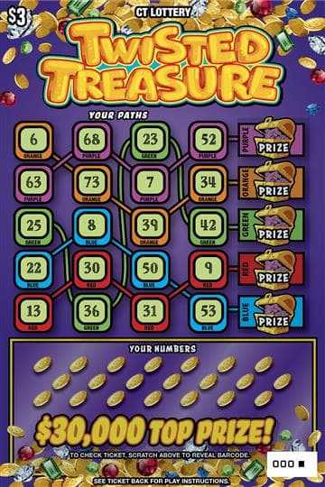 TWISTED TREASURE scratch-off ticket