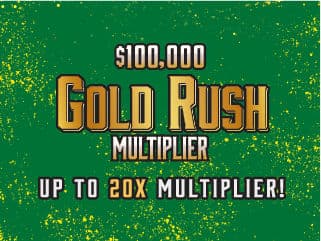 $100,000 GOLD RUSH MULTIPLIER scratch-off ticket