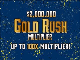 $2,000,000 GOLD RUSH MULTIPLIER scratch-off ticket