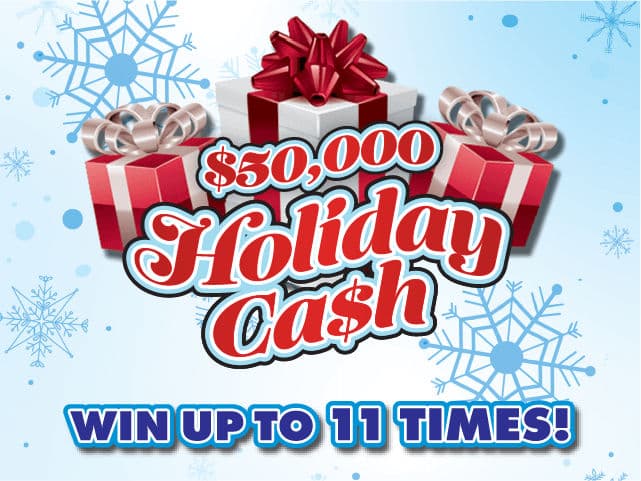 $50,000 HOLIDAY CA$H scratch-off ticket
