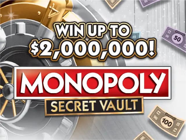 MONOPOLY™ SECRET VAULT scratch-off ticket