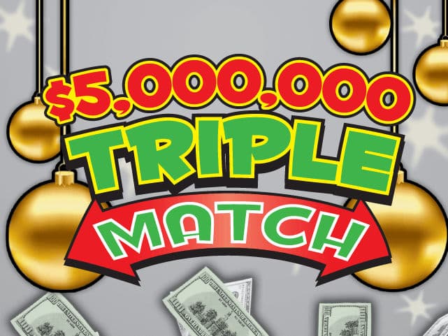$5,000,000 TRIPLE MATCH scratch-off ticket