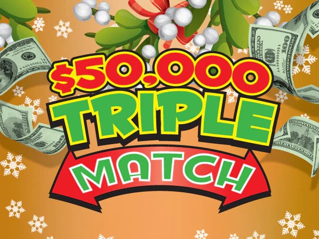 $50,000 TRIPLE MATCH scratch-off ticket