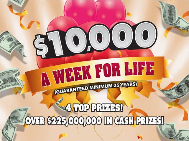 $10,000 A WEEK FOR LIFE scratch-off ticket