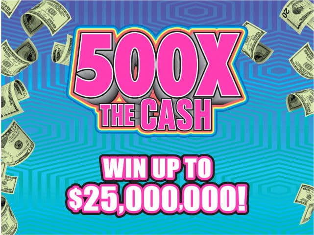 500X THE CASH scratch-off ticket