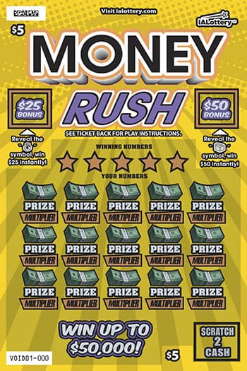 MONEY RUSH scratch-off ticket