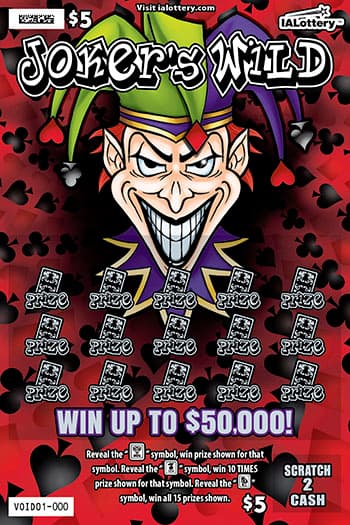 JOKER'S WILD scratch-off ticket