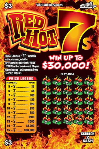 RED HOT 7S scratch-off ticket