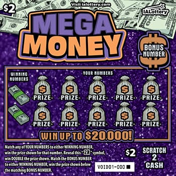 MEGA MONEY scratch-off ticket