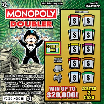 MONOPOLY DOUBLER scratch-off ticket