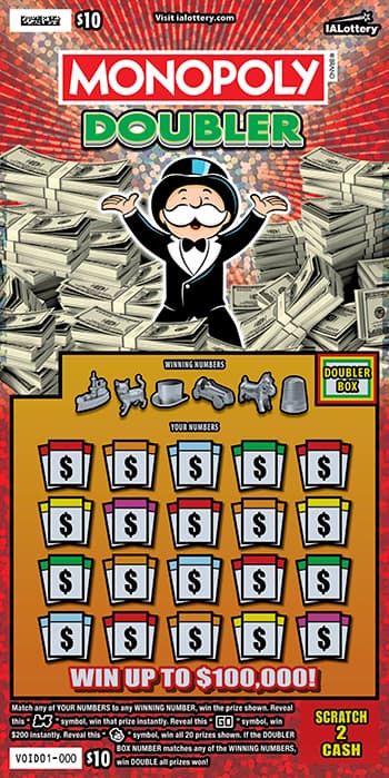 MONOPOLY DOUBLER scratch-off ticket