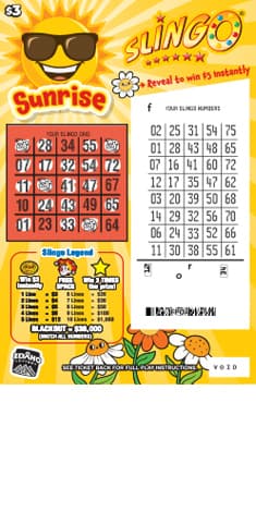 SUNRISE SLINGO scratch-off ticket