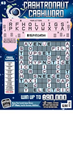 CASHTRONAUT CASHWORD scratch-off ticket