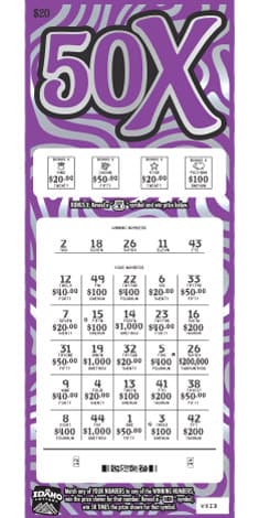 50X MULTIPLIER scratch-off ticket