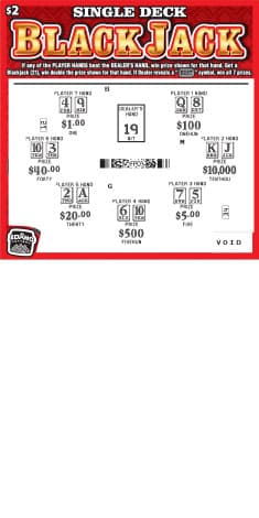 SINGLE DECK BLACKJACK 2026 scratch-off ticket