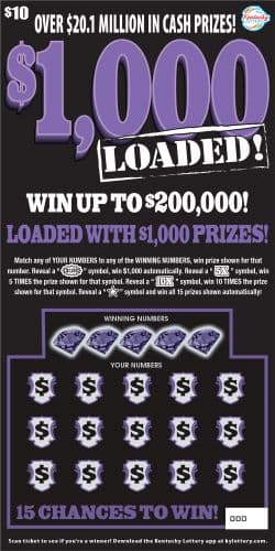 $1000 LOADED! scratch-off ticket