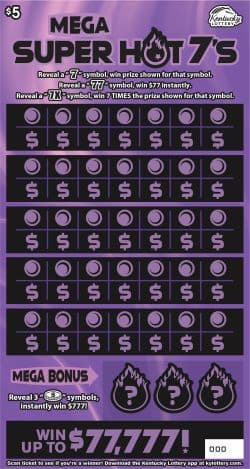 MEGA SUPER HOT 7S scratch-off ticket