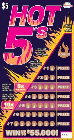 HOT 5'S scratch-off ticket