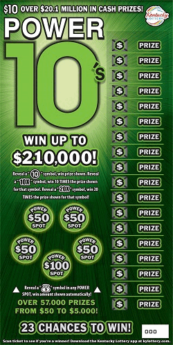 POWER 10'S scratch-off ticket