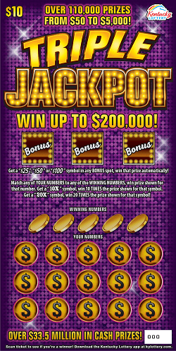 TRIPLE JACKPOT scratch-off ticket