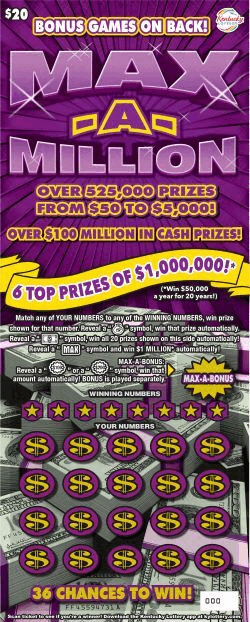 MAX-A-MILLION scratch-off ticket