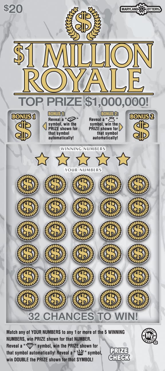 $1 MILLION ROYALE scratch-off ticket