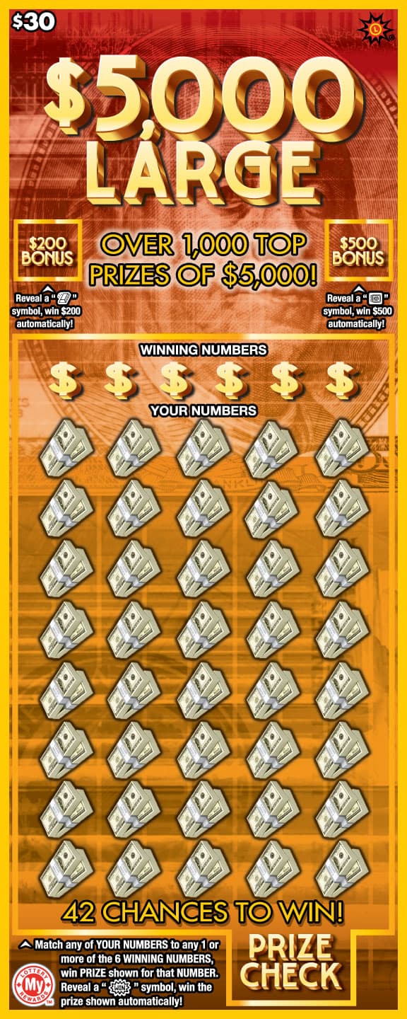 $5,000 LARGE scratch-off ticket