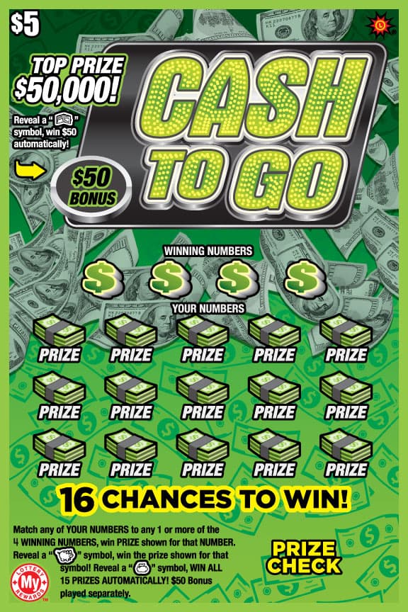 CASH TO GO scratch-off ticket