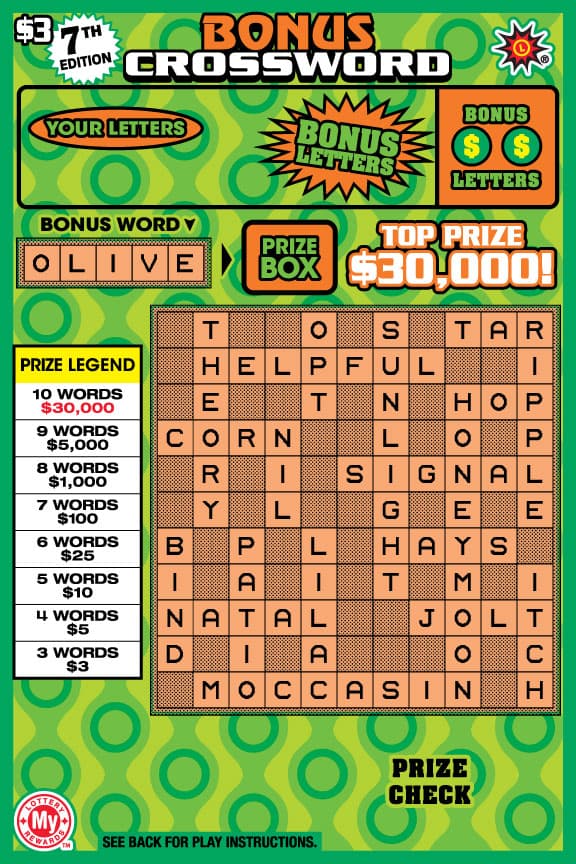 BONUS CROSSWORD scratch-off ticket