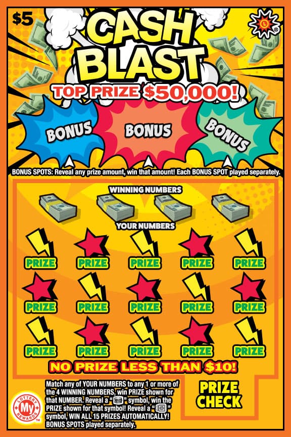 CASH BLAST scratch-off ticket